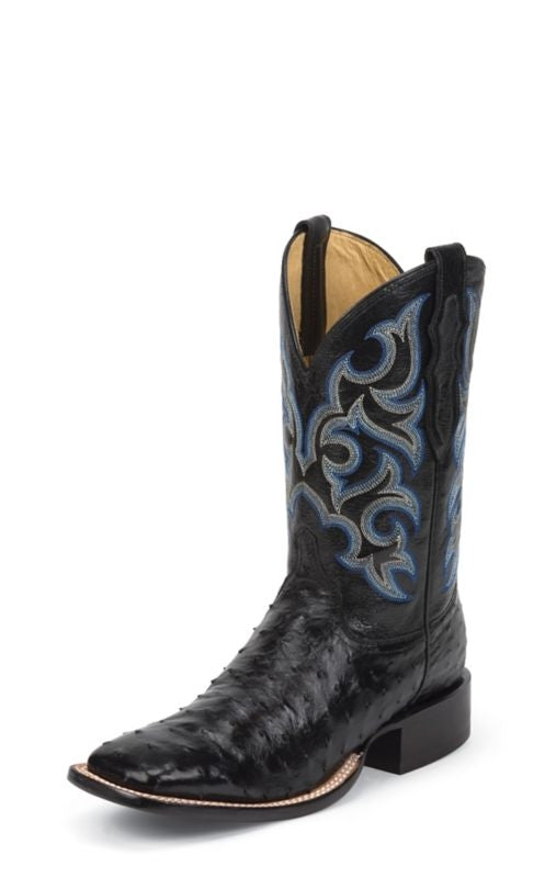 Justin Mens FQ Ostrich Black Shadow Boots