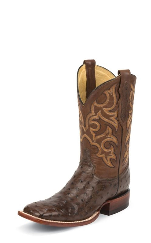 Justin Mens FQ Ostrich Tobacco Brown Boots