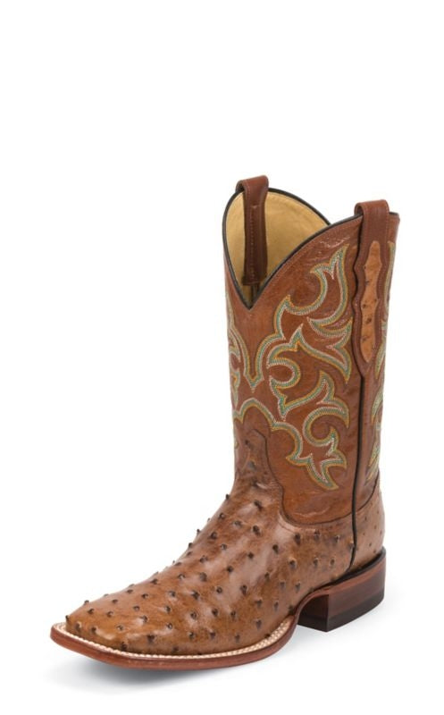 Justin Mens FQ Ostrich Cognac Waxy Boots