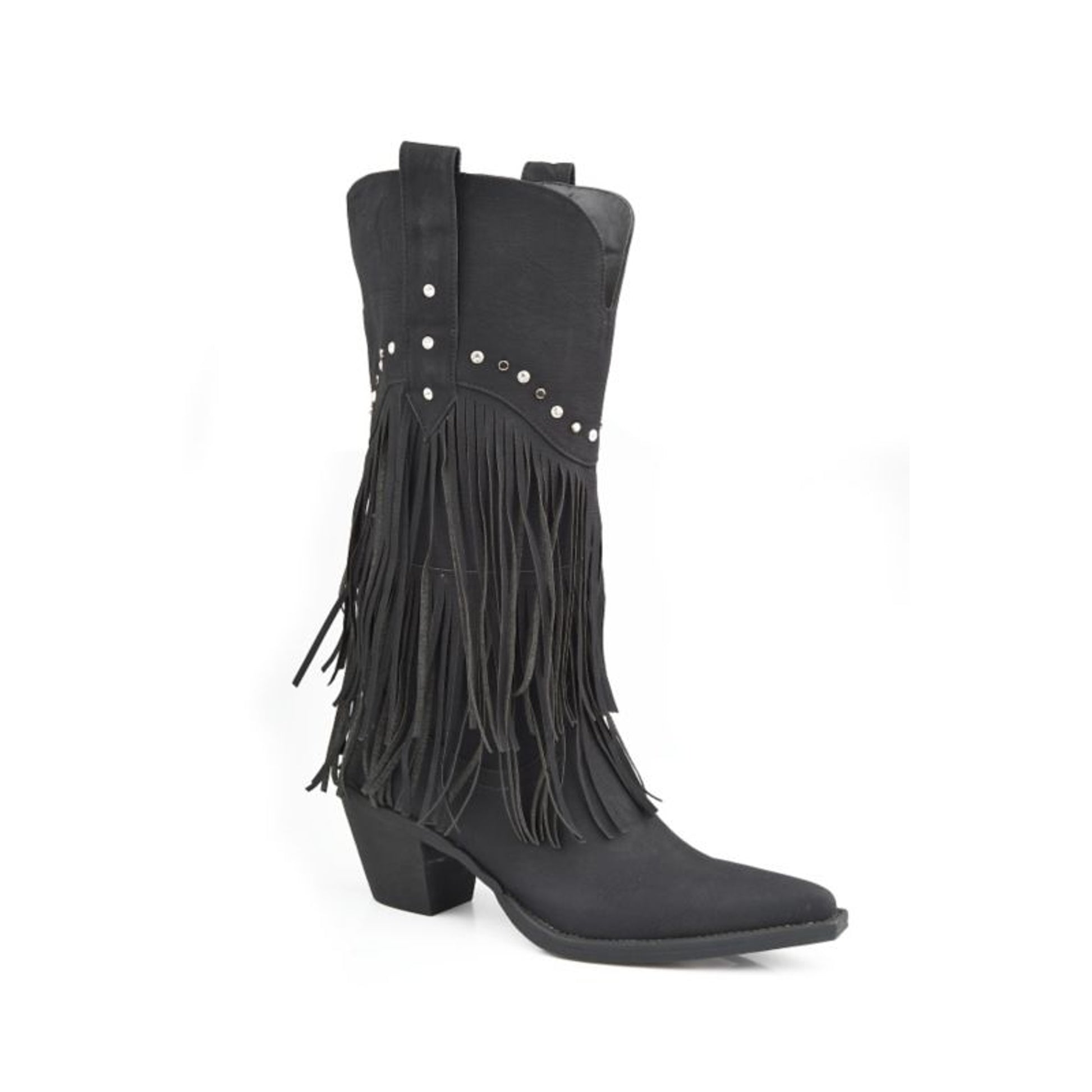 Roper Ladies Snip Toe 12in Fringe Brown Boots