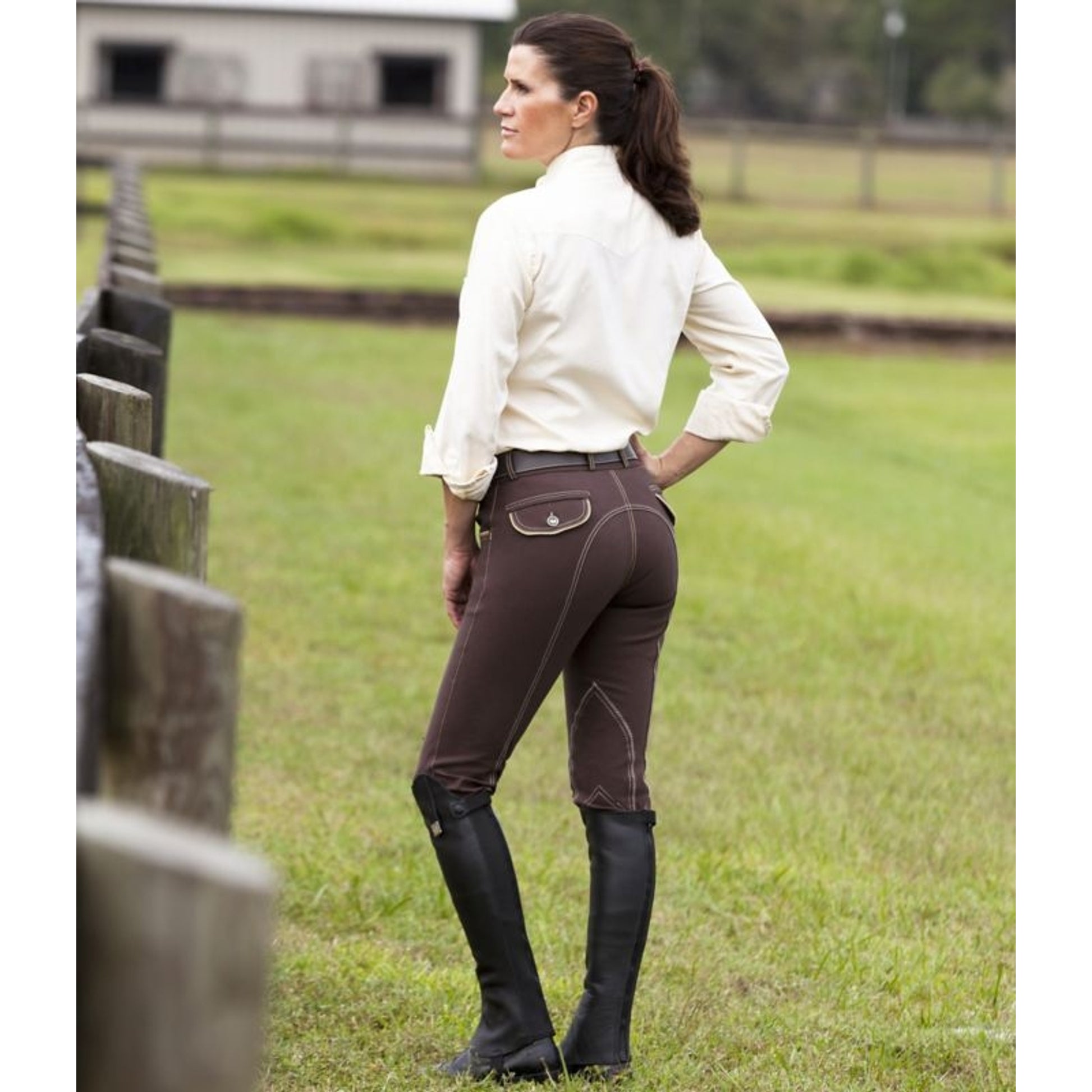 Huntley Ladies Brown Knee Patch Riding Pant