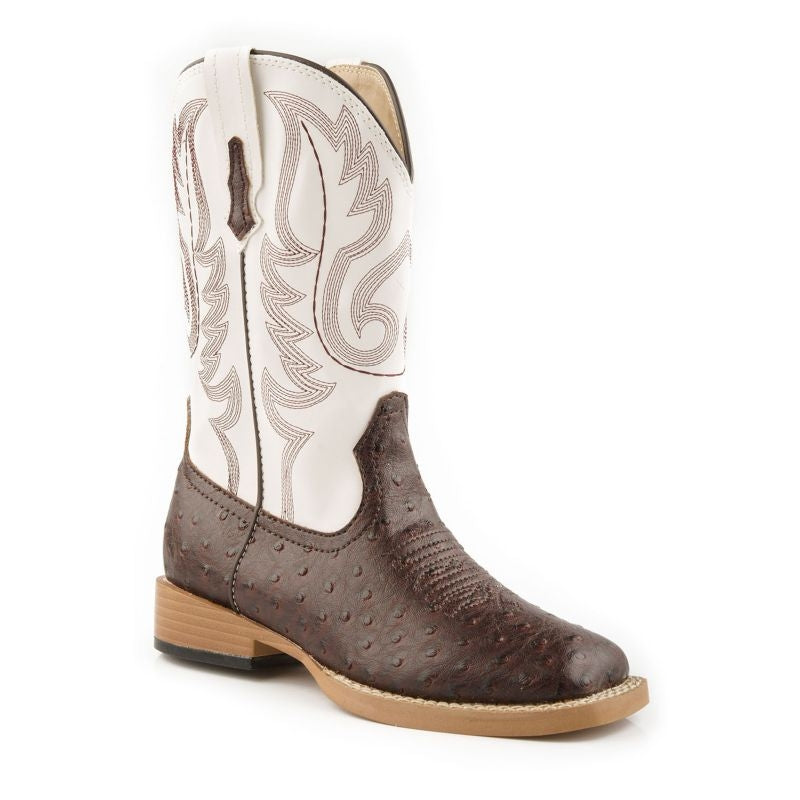 Roper Youth Bumps Square Toe Brown/White Boots