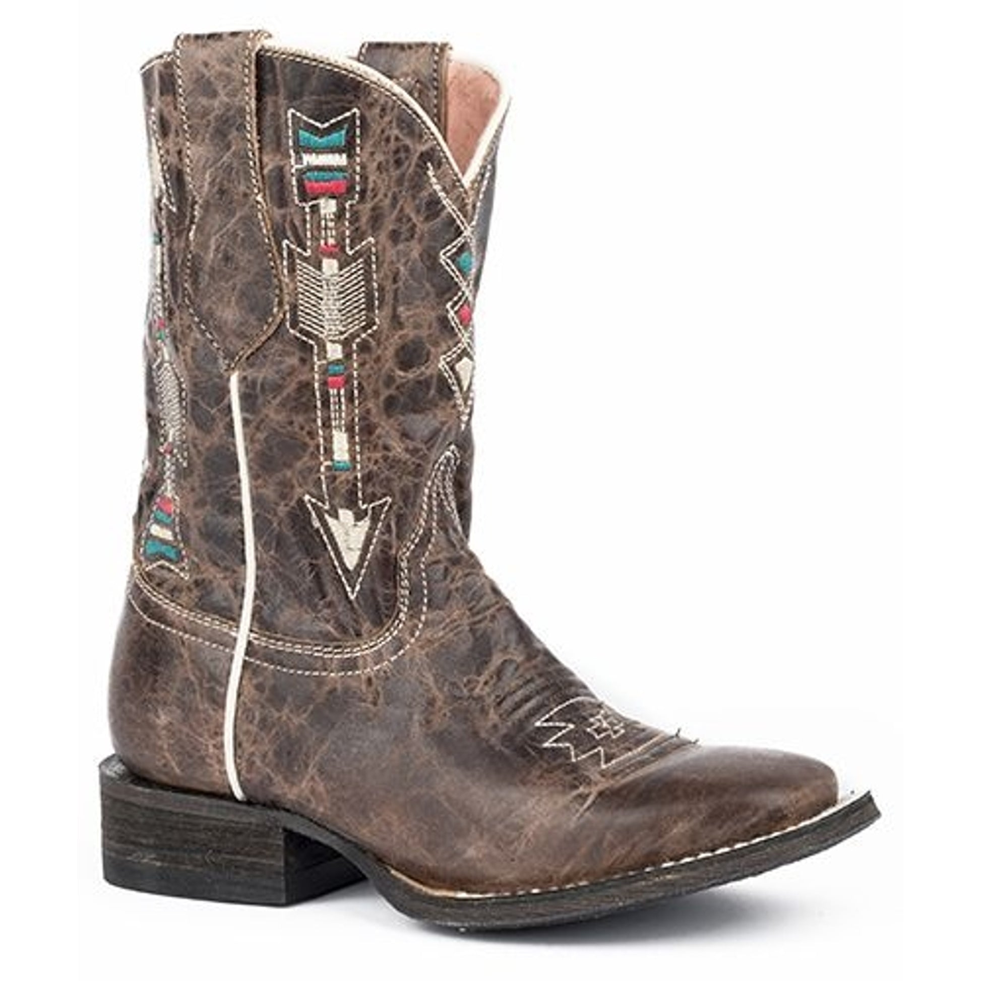 Roper Kids Arrows Square Toe Brown Boots
