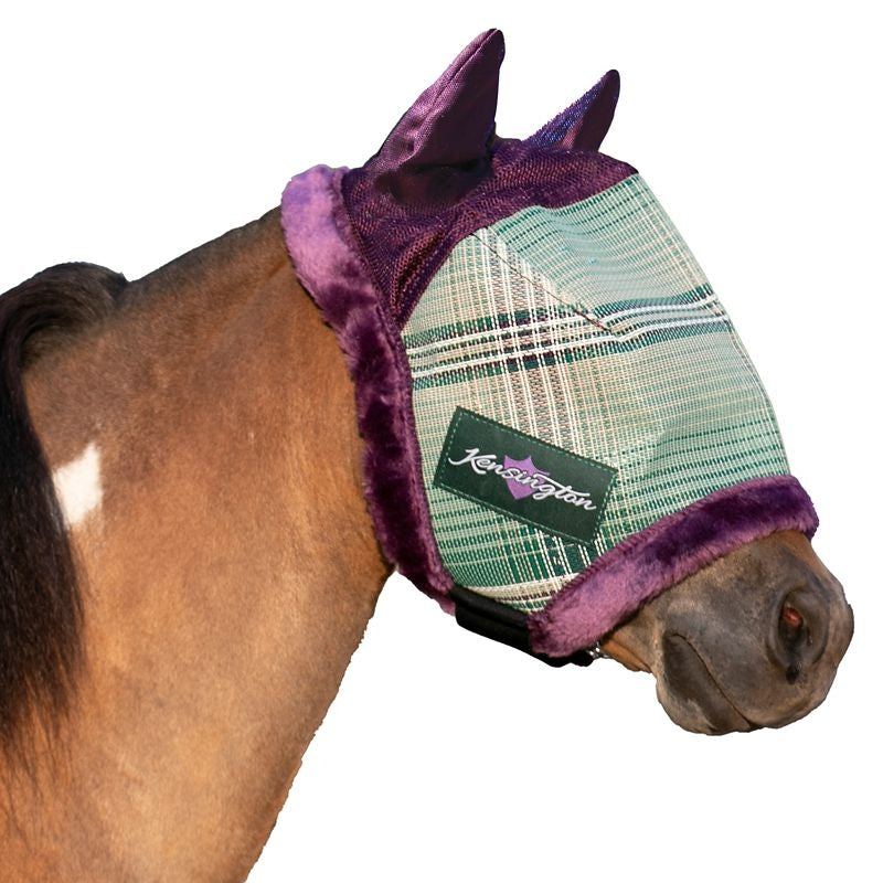 Kensington Mini Fleece Plaid Fly Mask with Ears