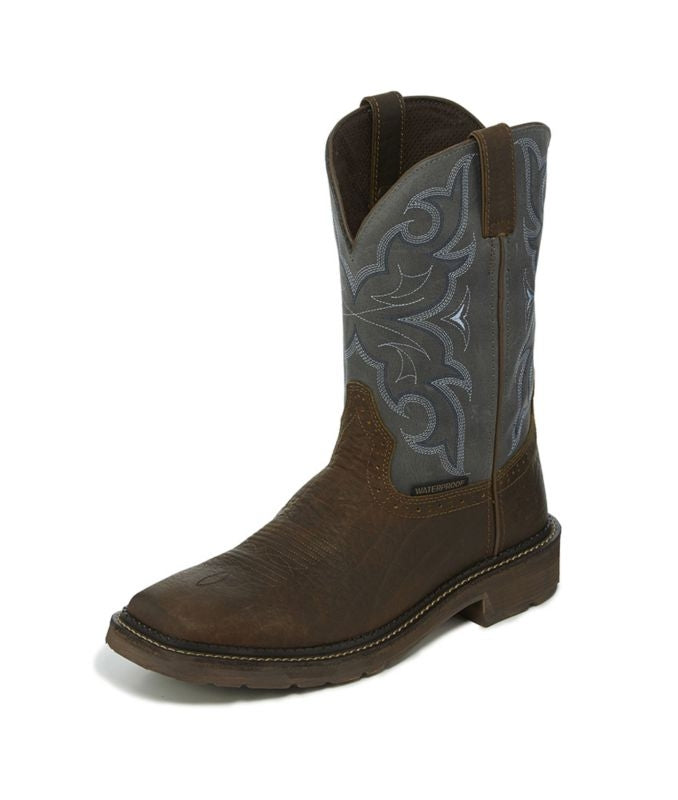 Justin Mens Stampede Slate WP Work Boot