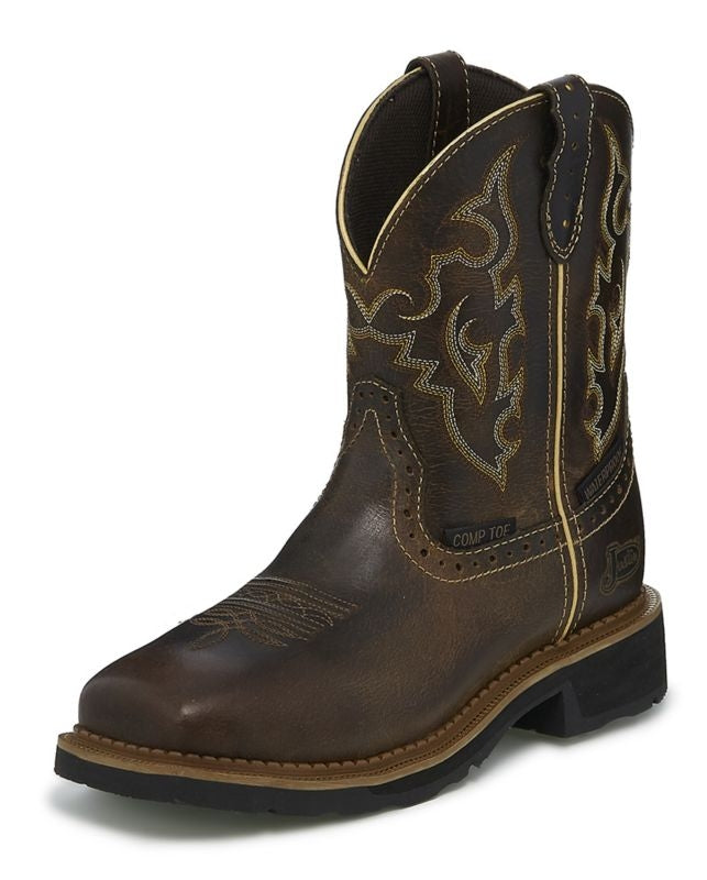 Justin Ladies Jalena WP Comp Toe Tan Boots