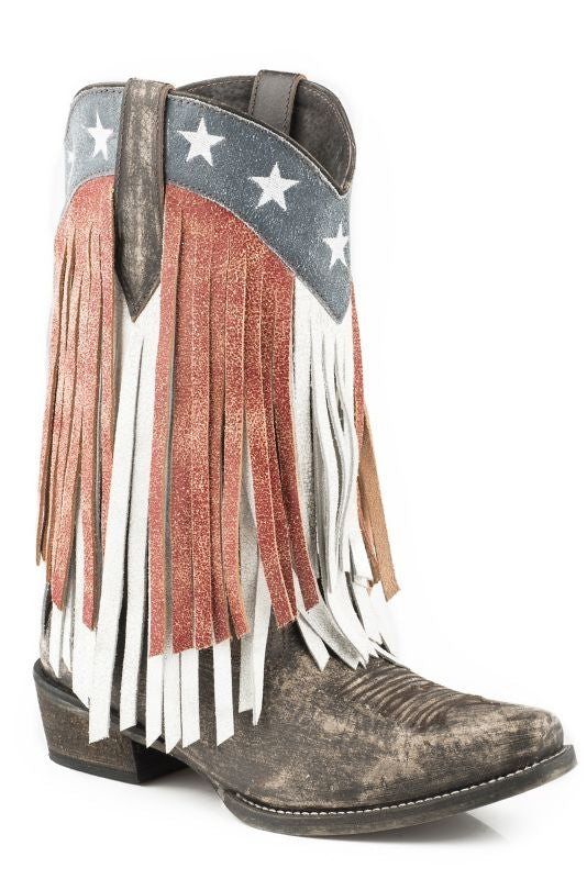 Roper Ladies American Beauty Frnge Snip Boots