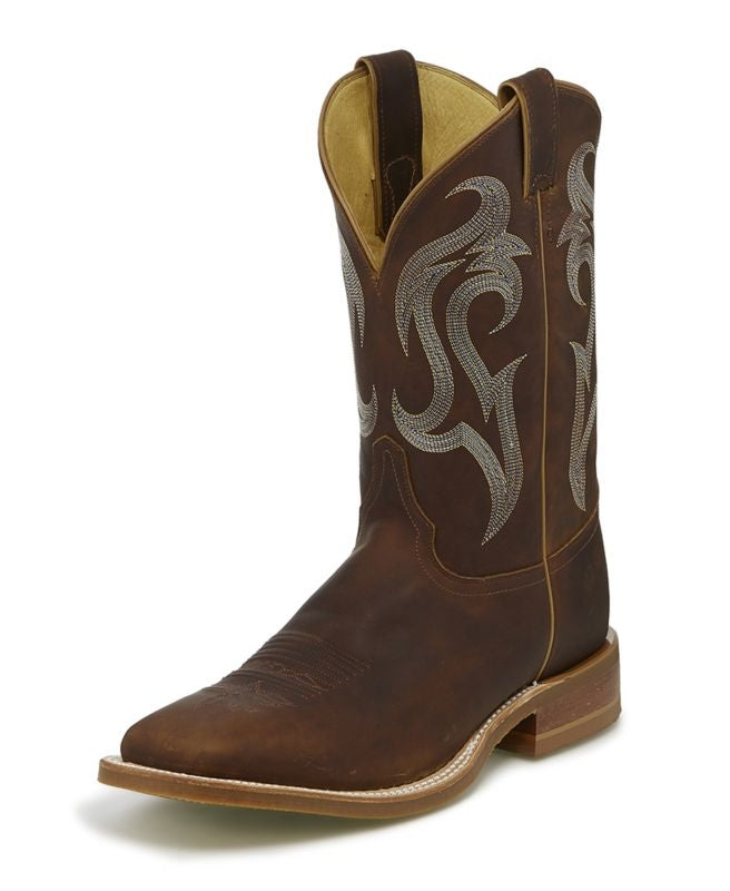 Justin Mens Bent Rail Bender Brown Boots