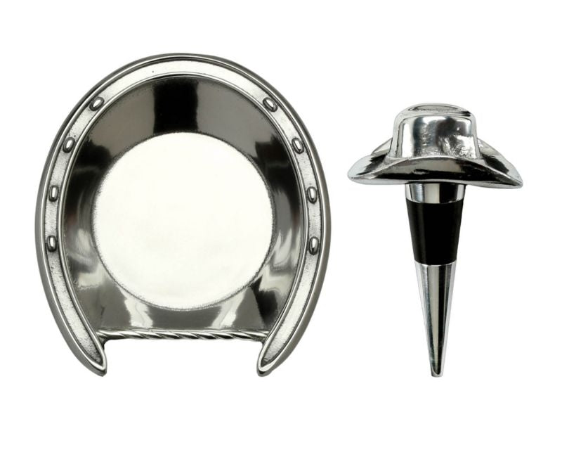 Arthur Court Horseshoe Wine Coaster with Hat Stopper