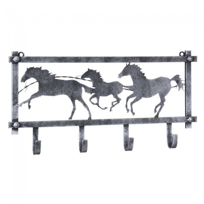 Horses and Barbwire Hammered Wall Rack