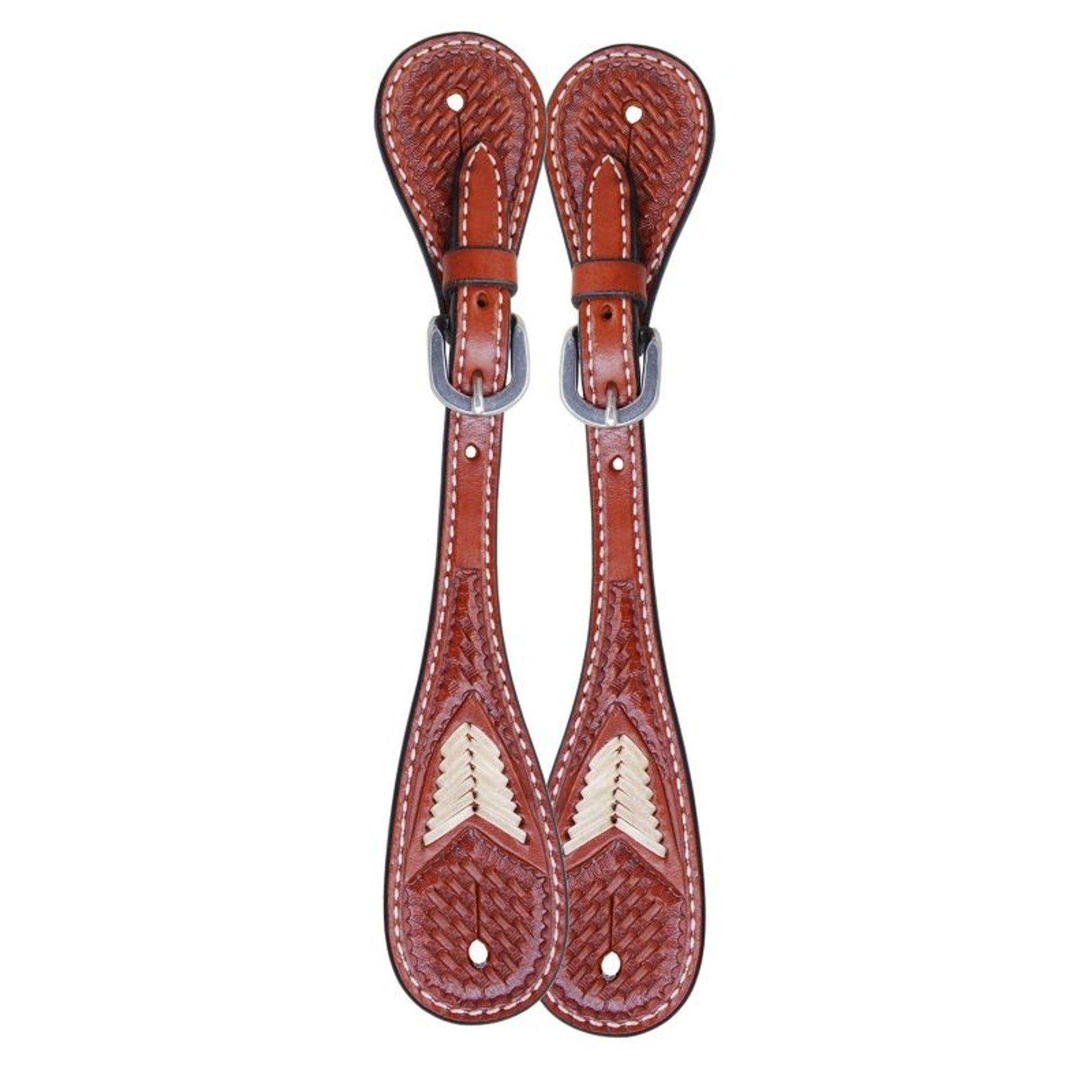 Oxbow Basket Stamped Rawhide Spur Straps