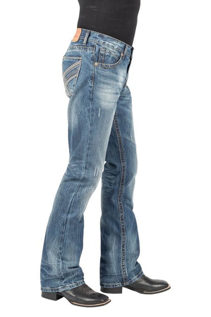 Stetson Mens Curved X Contrast Stitch Jeans