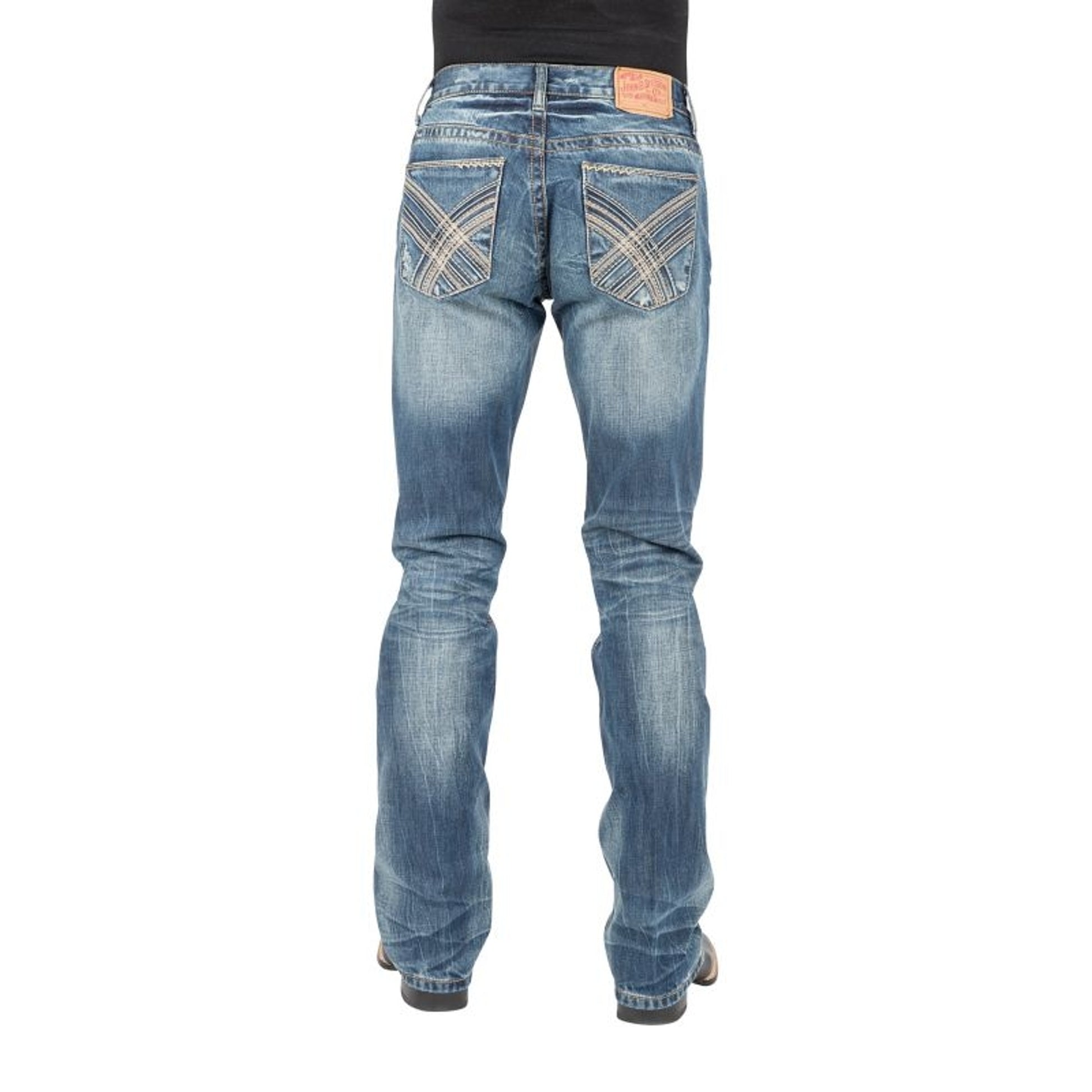 Stetson Mens Curved X Contrast Stitch Jeans
