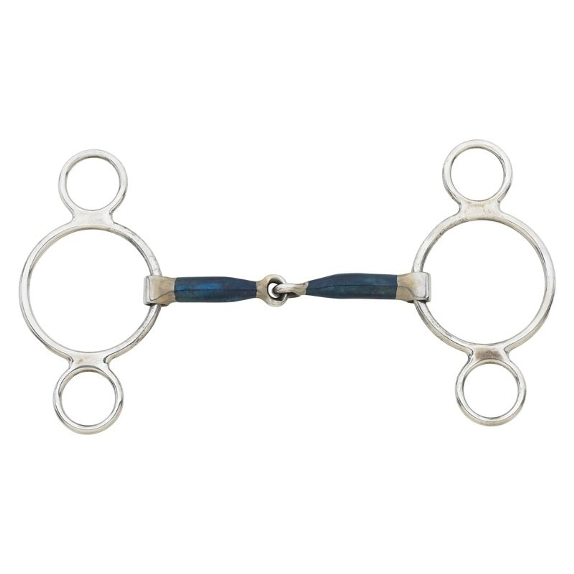 Blue Steel Jointed 2-Ring Gag Bit