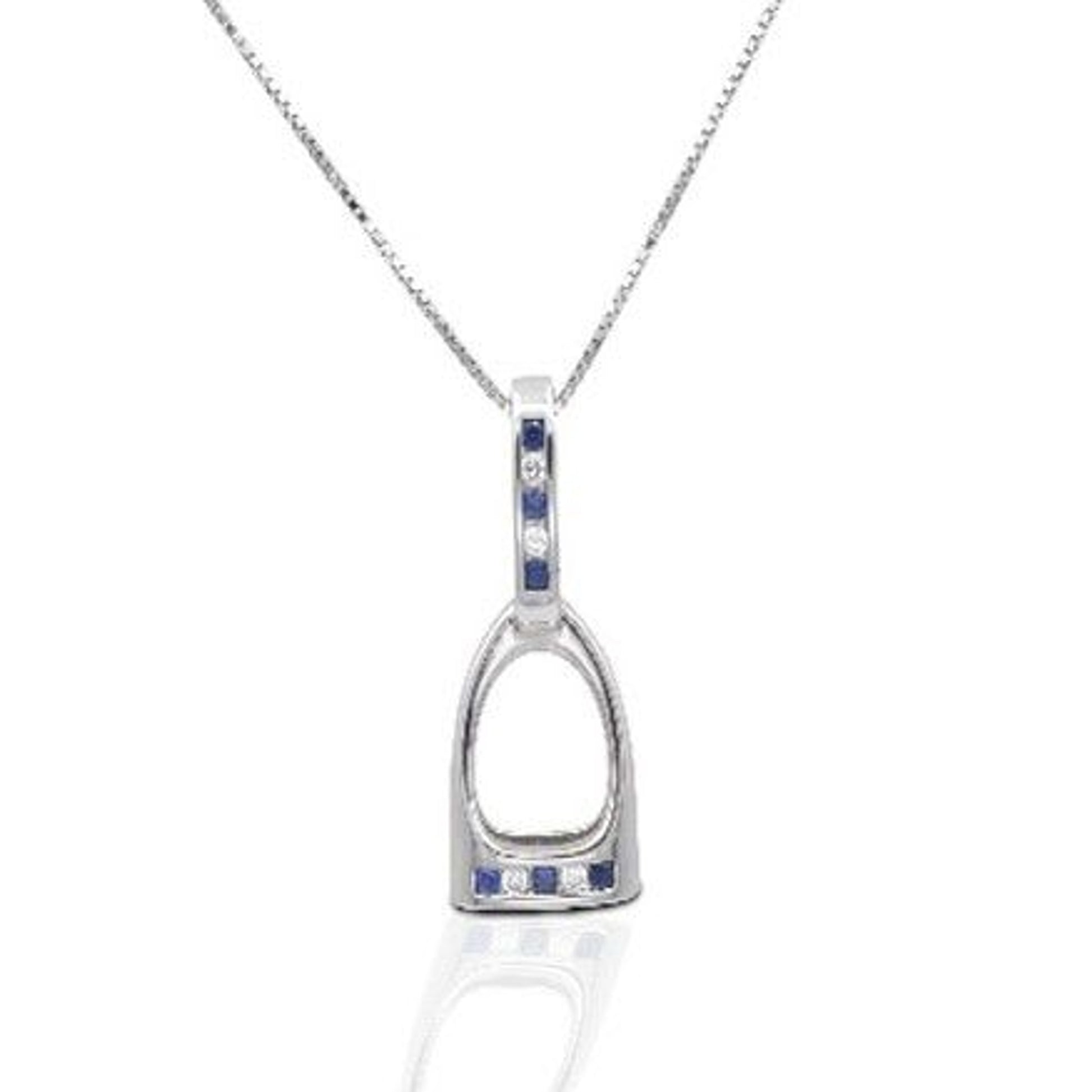 Kelly Herd Blue and Clear English Stirrup Necklace