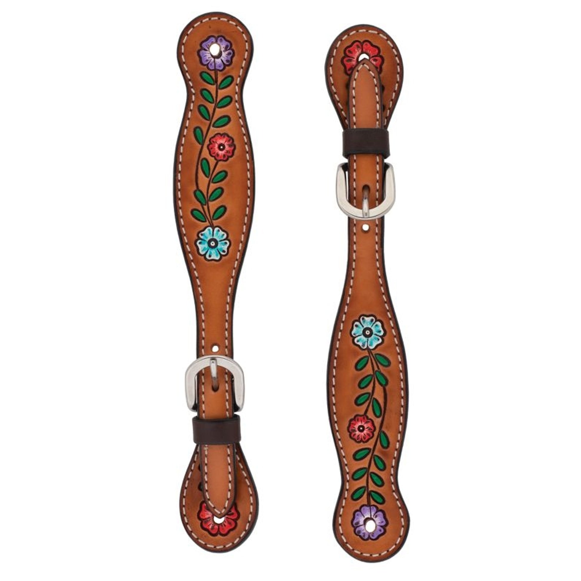 Weaver Turq Cross Floral Vine Ladies Spur Straps