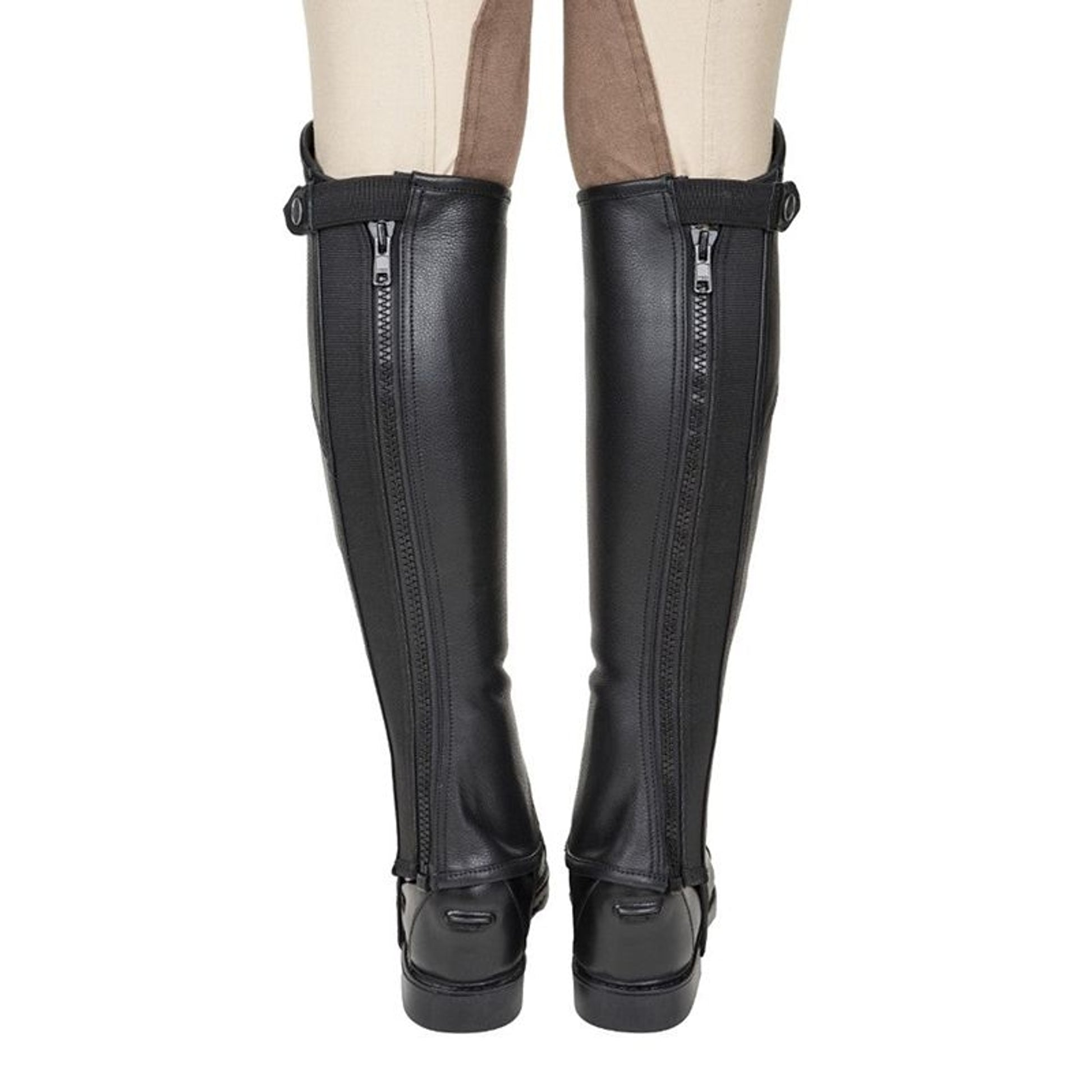 TuffRider Ladies Belmont+ Blk Leather 1/2Chaps