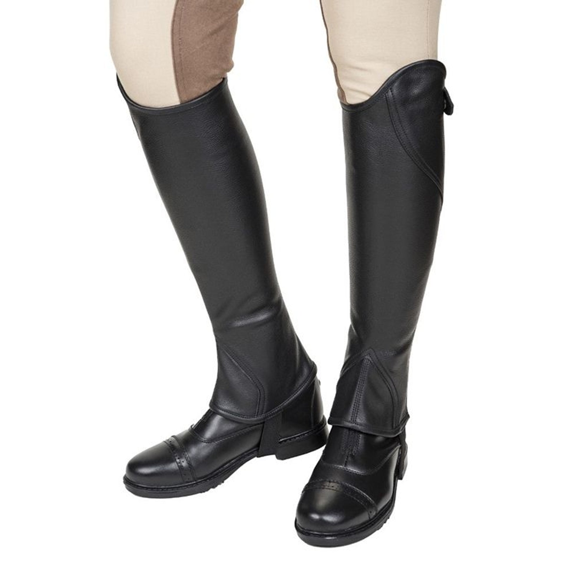 TuffRider Ladies Belmont+ Blk Leather 1/2Chaps