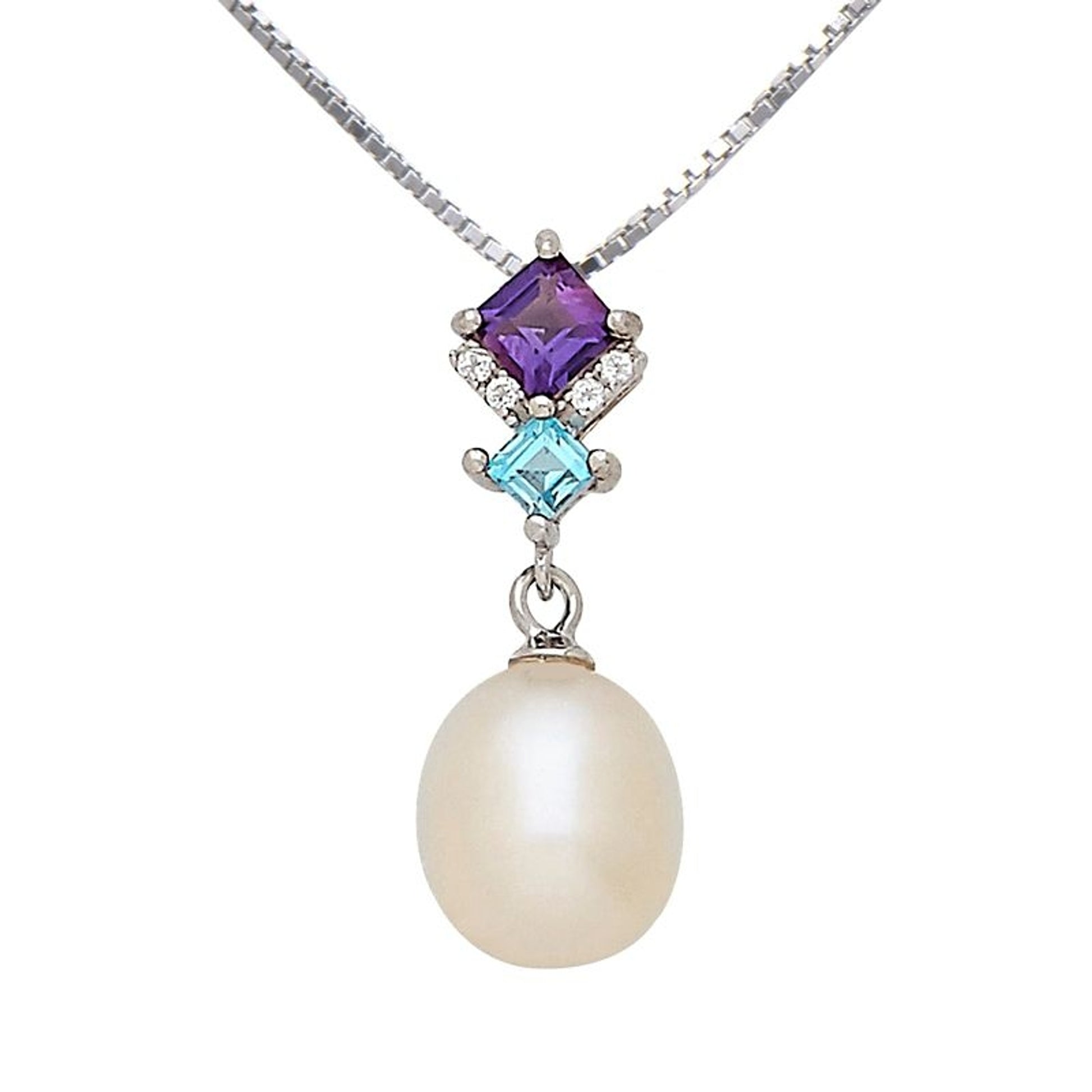 Kelly Herd Amethyst/Blue Topaz Pearl Pendant