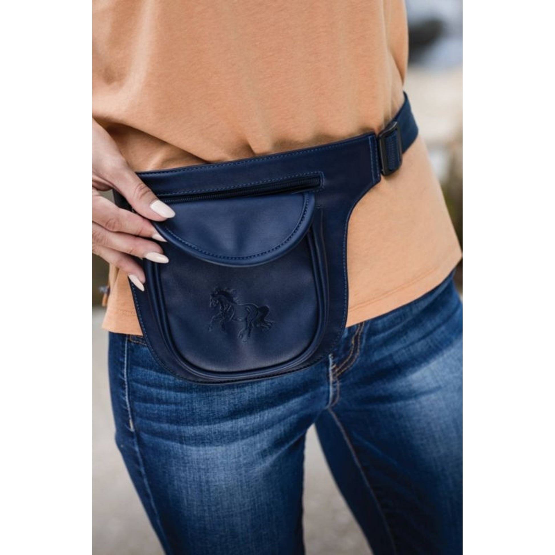 Kelley Two Pocket Fanny Pack Debossed Gallop Horse