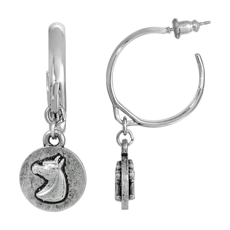 1928 Jewelry Hoop Horse Head Drop Earrings