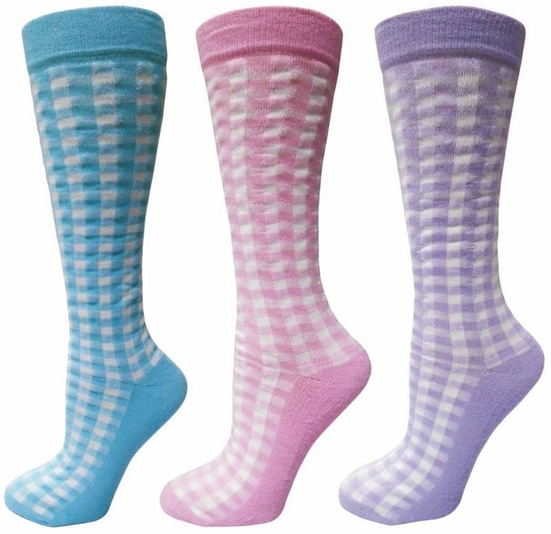 Tuffrider Ladies Gingham Check Socks Brown