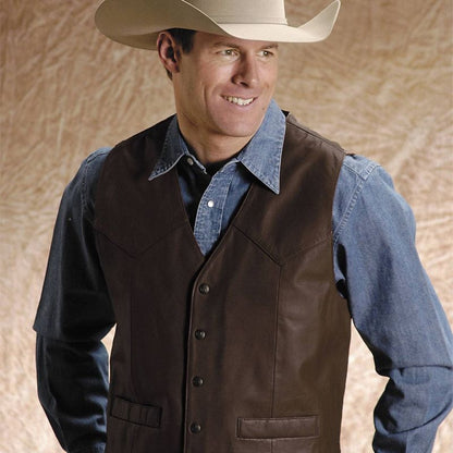 Roper Mens Nappa Leather Vest Lg Brown