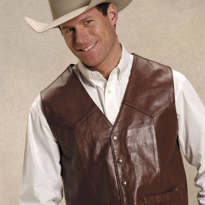 Roper Mens Tall Man Nappa Western Vest XXL Brown
