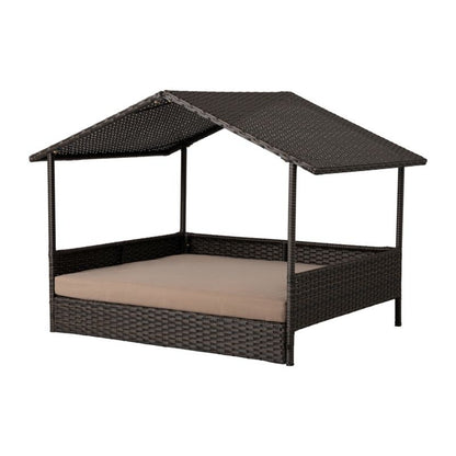 Huntley Pet Rattan Wicker Cabana Raised Pet Bed