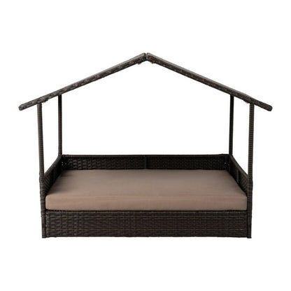 Huntley Pet Rattan Wicker Cabana Raised Pet Bed