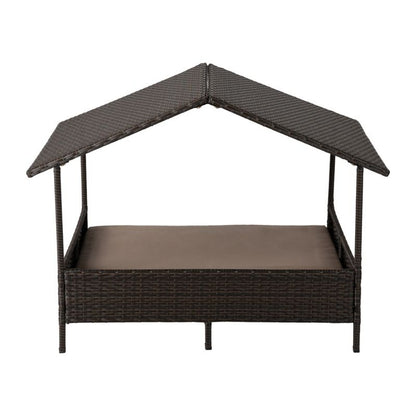 Huntley Pet Rattan Wicker Cabana Raised Pet Bed