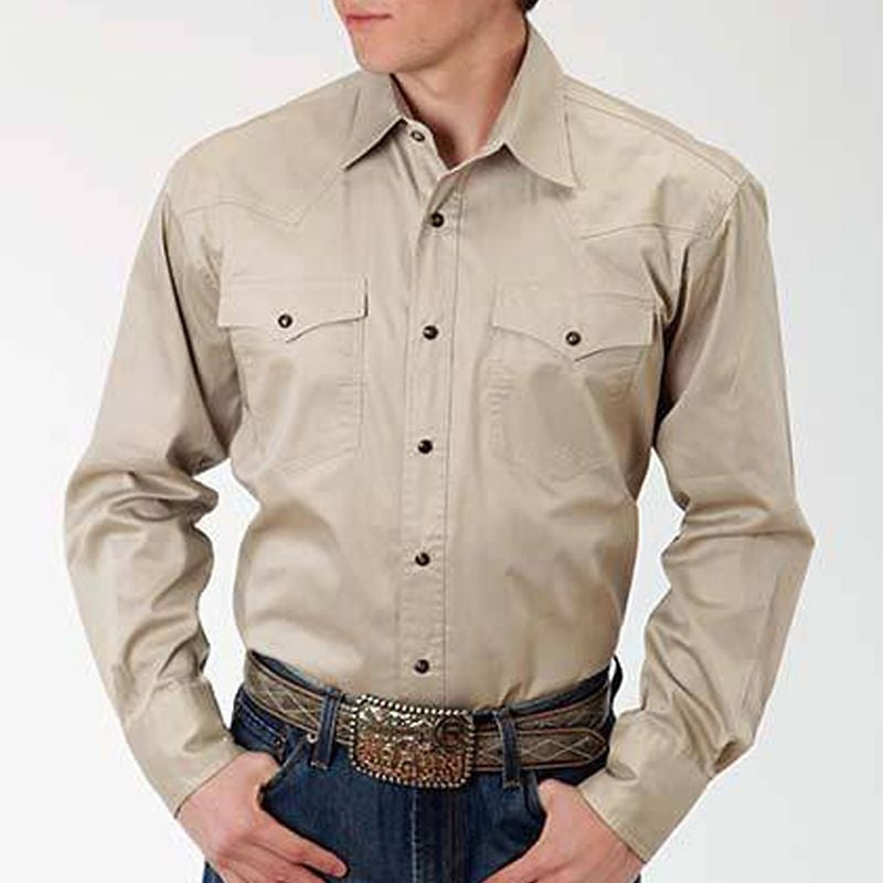 Roper Mens Poplin Two Pocket L/S Snap Shirt
