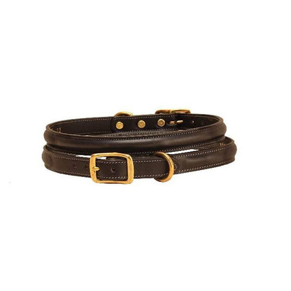Tory Raised Leather Dog Collar 12in Bk/Gry