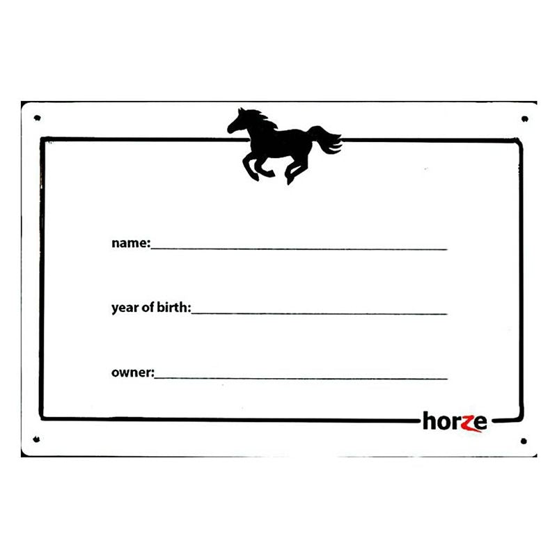 Horze White Board Stall Plaque 3.5 x 8
