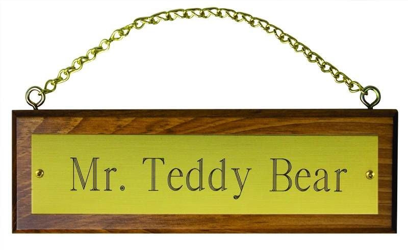 Perris Wooden Stall Sign With Brass Plate/Chain Kit