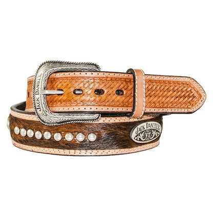 Jack Daniel's Brown Hair-On Leather Belt with Conc