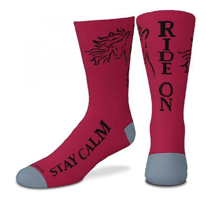 Stay Calm Ride On Crew Length Socks Adult White/Gr
