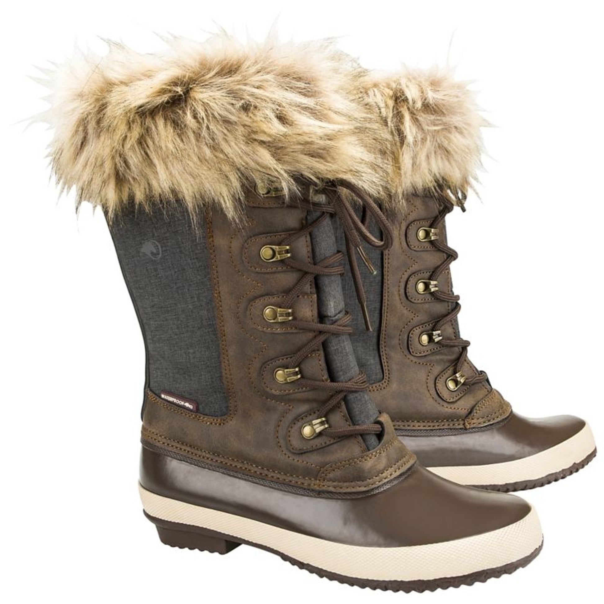 OEQ Ladies Canvas Fur Top Winter Boot