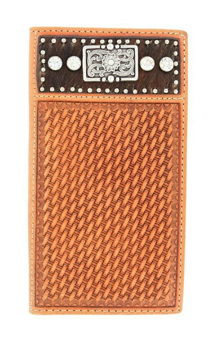 Nocona Rodeo Basketweave Hair Concho WalletBk/Wh