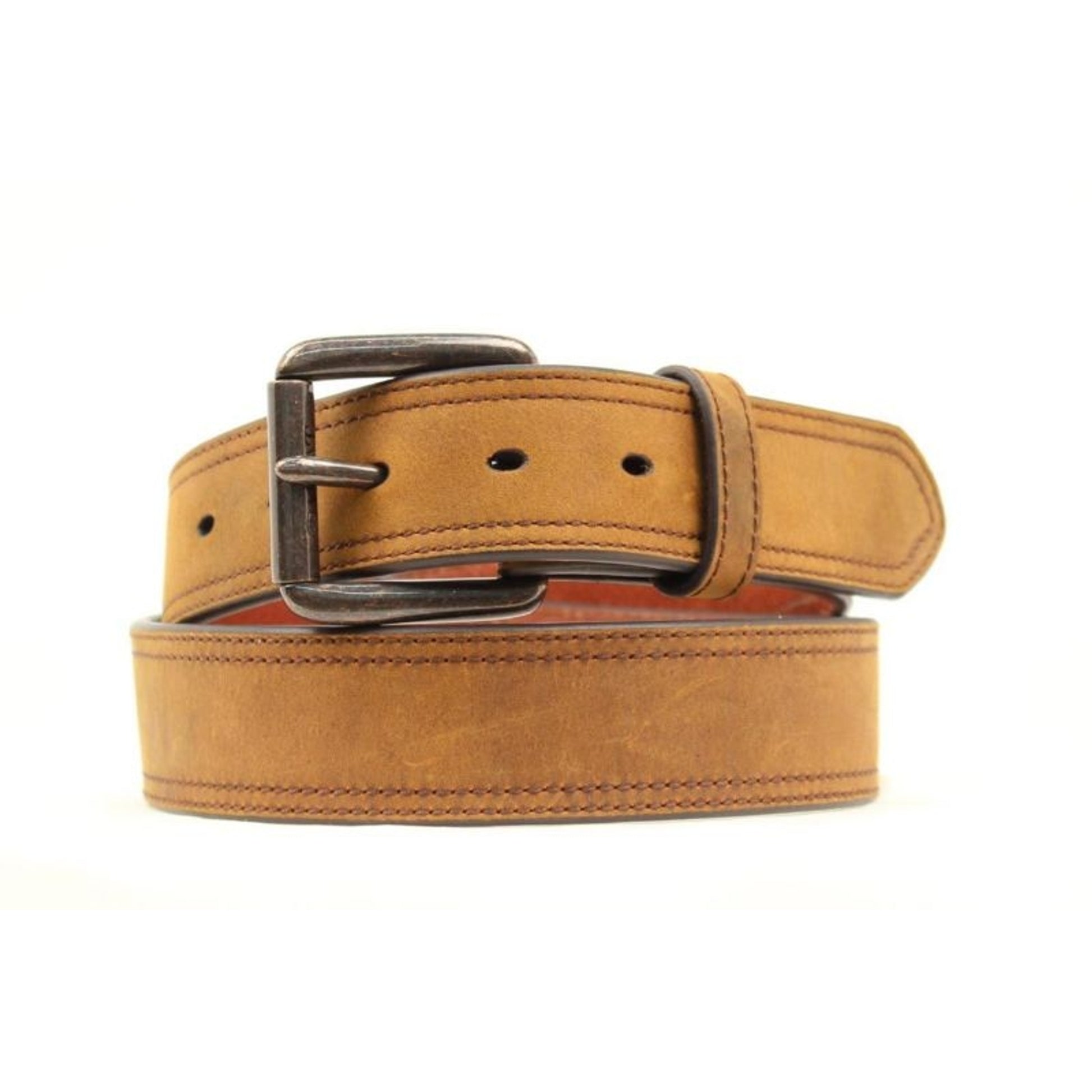 Ariat Men Distressed Double Stitch Logo Belt 32 Br