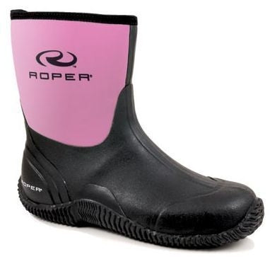 Roper Ladies Neoprene Barn Boots 5 Blk Pnk