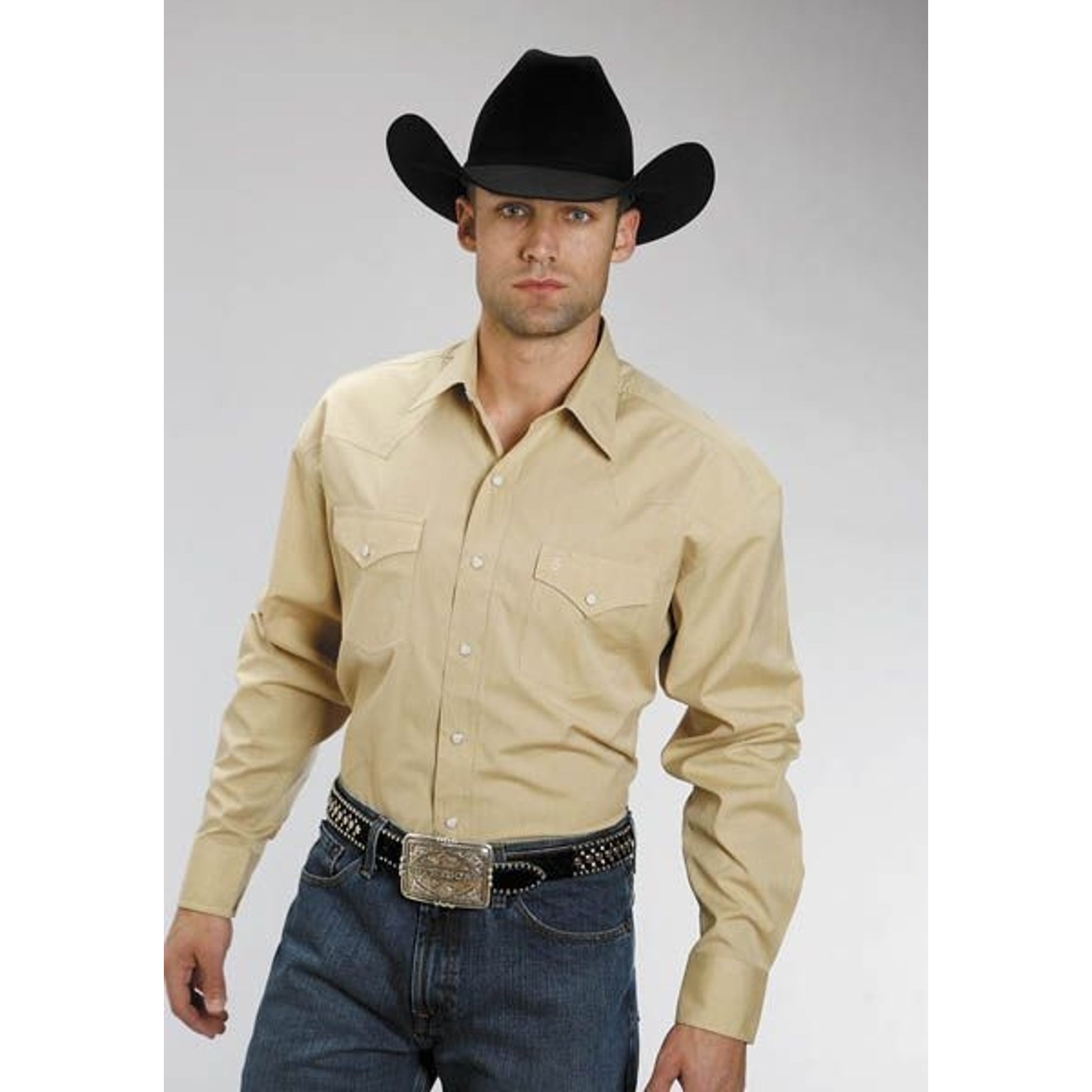 Stetson Mens Long Sleeve Cotton Shirt Large Gold