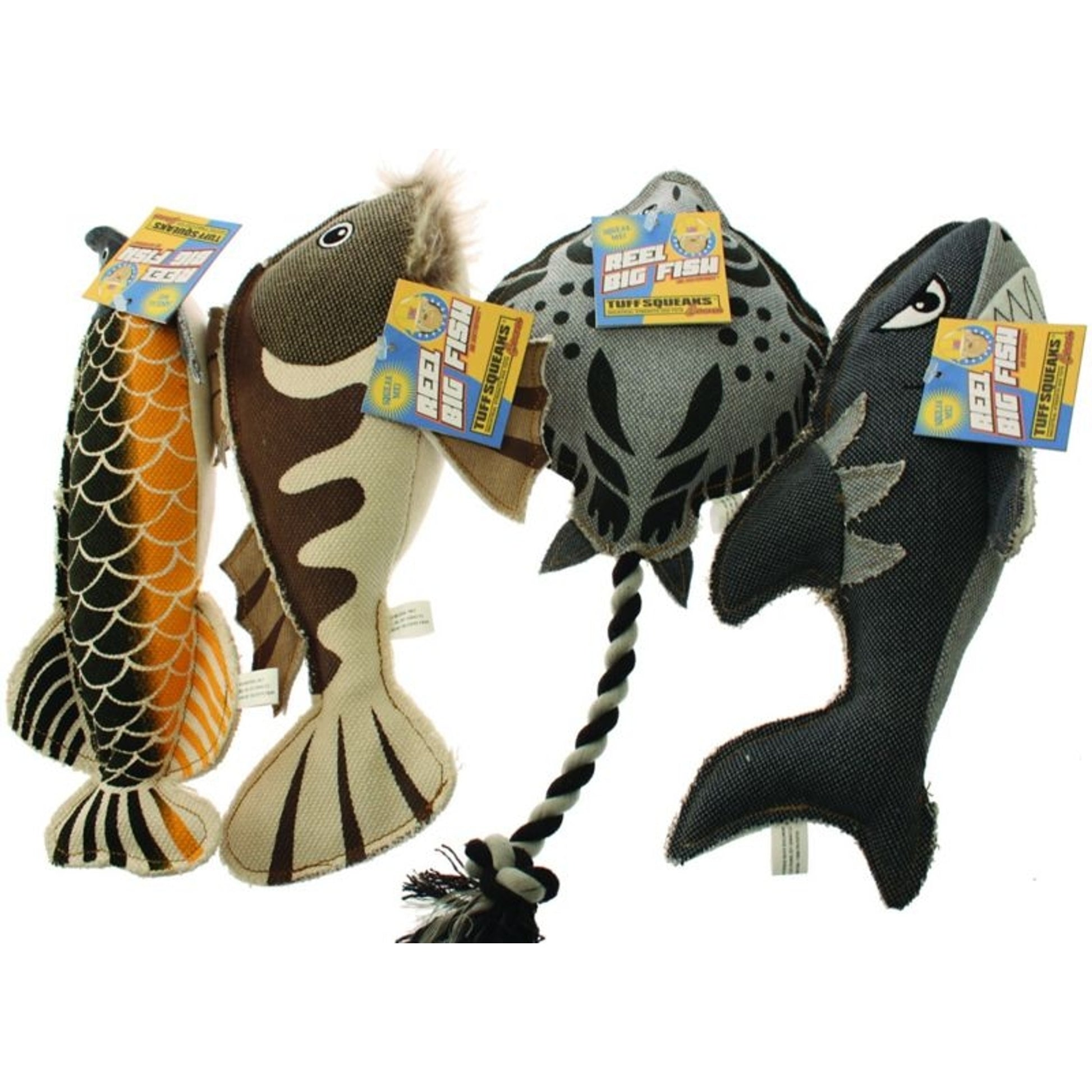 PETSPORT USA Tuff Squeaks Reel Big Fish Dog Toy