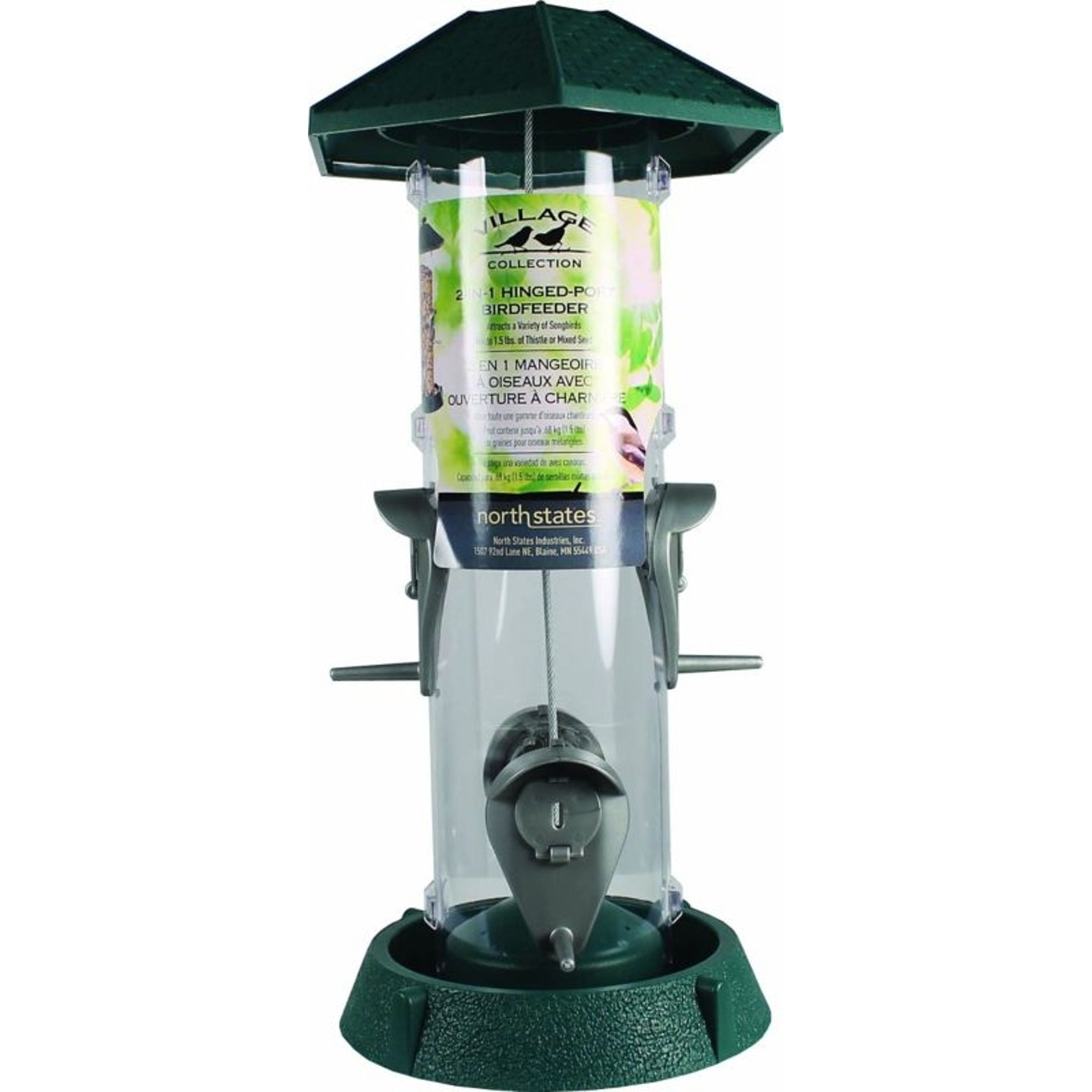 2-In-1 Hinged-Port Bird Feeder 1.5 Lb Red/Clear