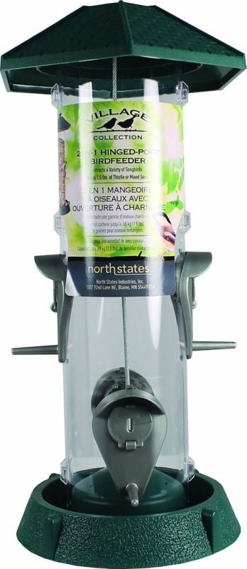 2-In-1 Hinged-Port Bird Feeder 1.5 Lb Red/Clear
