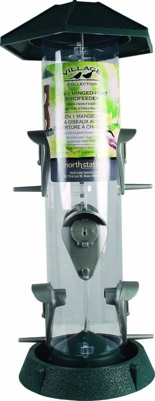 2-In-1 Hinged-Port Bird Feeder 1.5 Lb Red/Clear