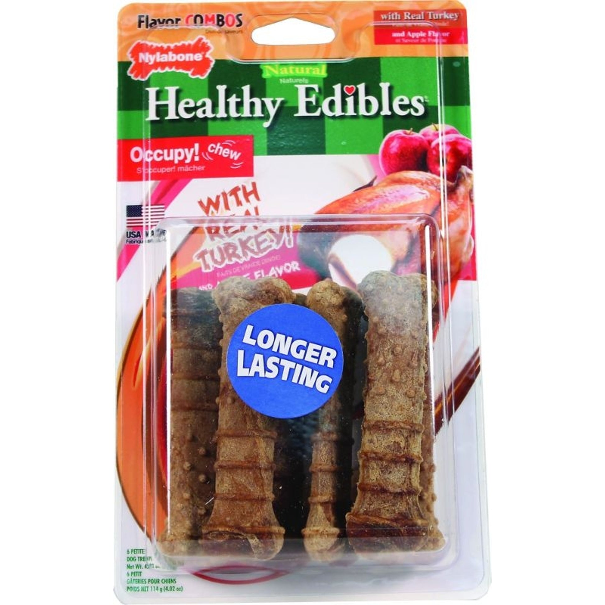 Nylabone Healthy Edibles Combo Trk / Apple Reg 4Pk