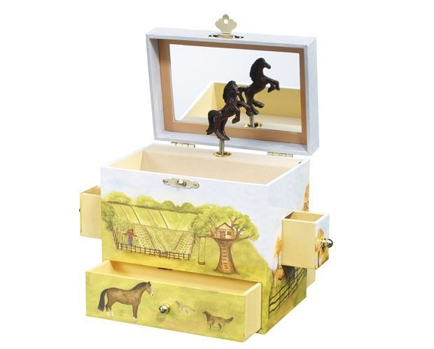 Horse Ranch Musical Treasure Box 6L x 4W x 6H Stee