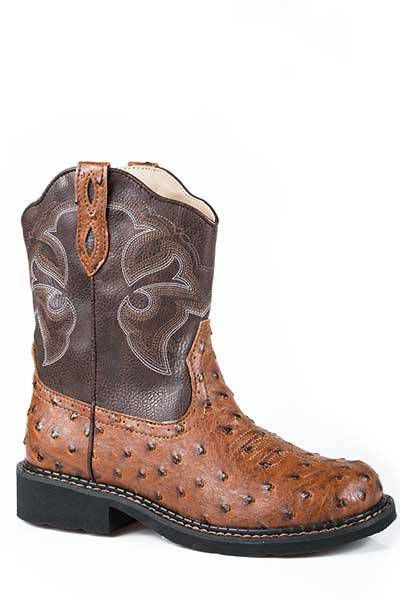 Roper Ladies Ostrich Chunk Riderlite 2 Boot 10 Tan