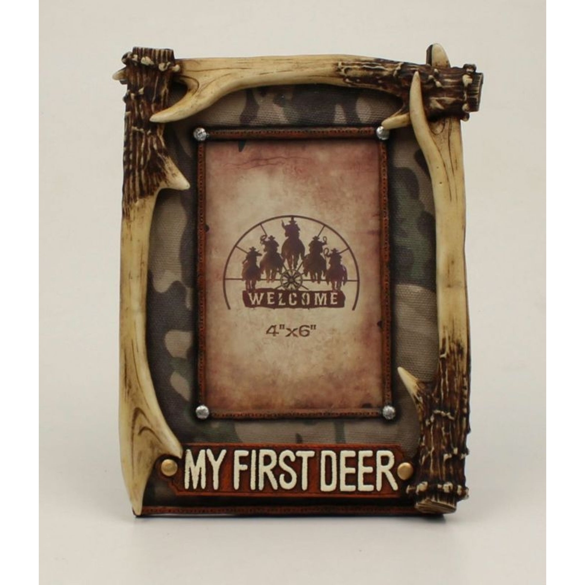 My 1St Deer Antler Picture Frame 4 x 6 Bk/Wh